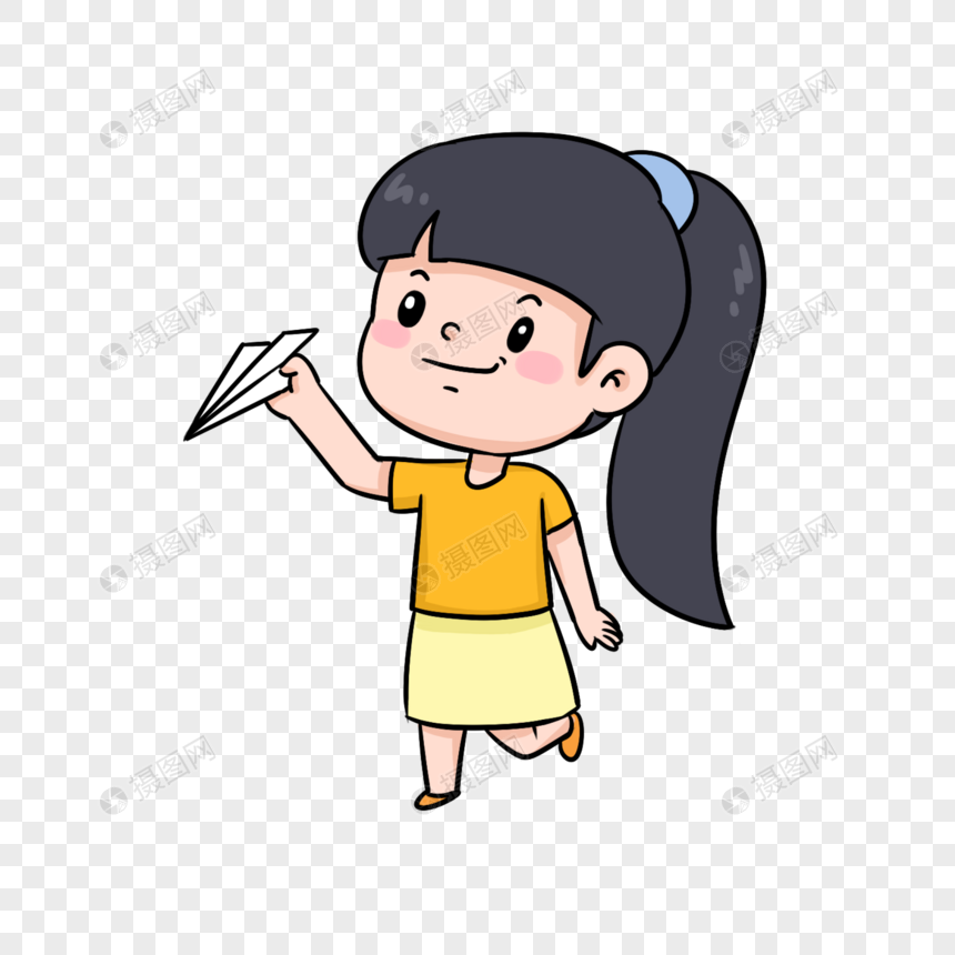 小女孩放纸飞机简笔画_小女孩放纸飞机简笔画怎么画